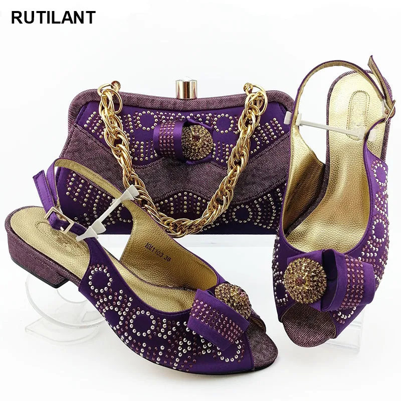 

Italian Ladies Shoes and Bags To Match Set Arrival Italian Crystal Shoes with Matching Bags High Quality African Wedding Shoes