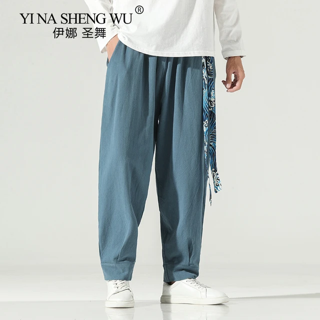 Cotton Linen Casual Harem Pants Men Joggers Man Summer Trousers Male  Chinese Style Baggy Pants 2023 Harajuku Clothes New - AliExpress