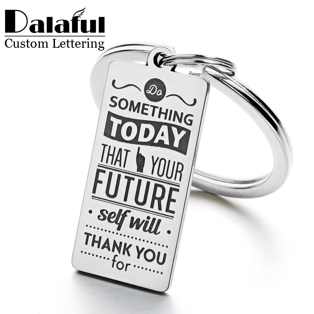 

15*30mm Mirror Polishing Customized Name Personalized Stainless Steel Keychain Inspirational Graduation Gift Keyring P012