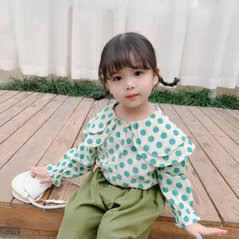 

2020 Korean Style baby girls dots shirt fashion spring kids girls blouse 1-6t