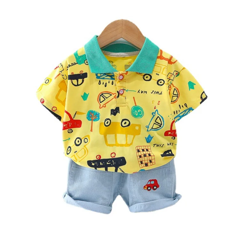 

New Summer Baby Boys Girls Clothes Suit Children Fashion Cartoon T-Shirt Shorts 2Pcs/Sets Toddler Casual Costume Kids Tracksuits