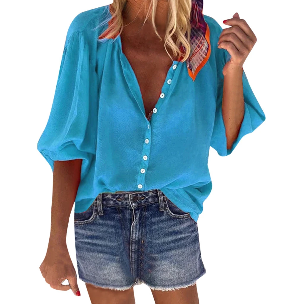 

Romantic V Neck Solid Blouse Autumn Women Spring Long Sleeve Buttons White Shirt Female Elegant Tops Streetwear Winter 815