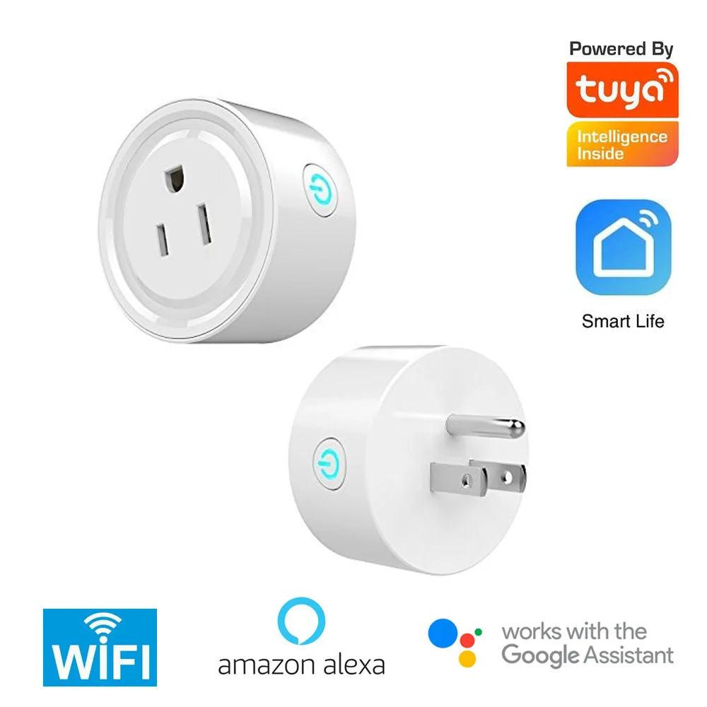 

Smart Home Residential Power Plug 2.4G WiFi Tuya App Control Electric Switch 110-220VAC US Standard Support Amazon Alexa Google