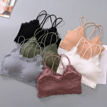

Comfortable New Fashion Lace Women Brassiere Padded Wrapped Chest Seamless Underwear Crop Top Tube Top Female Bra