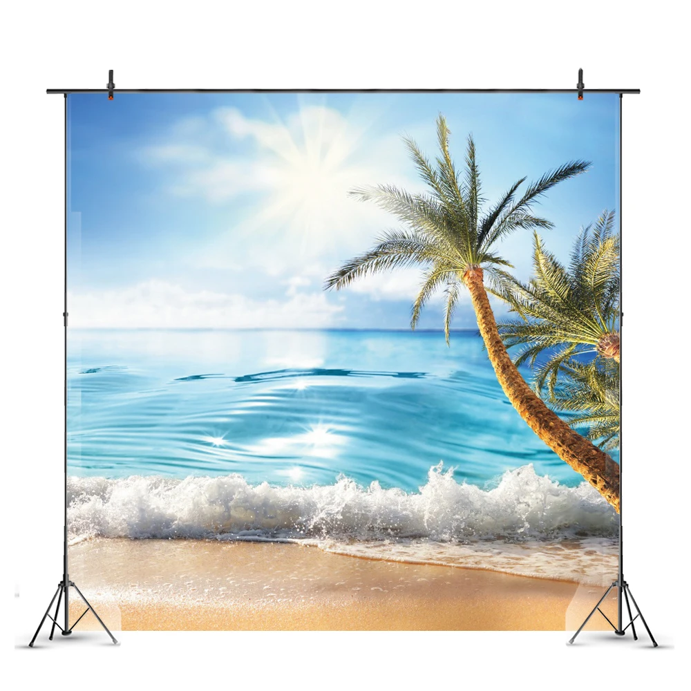 

Palm Trees Beach Photography Backdrop Banner Party Occean Photo Background Studio Prop Sea Booth Decoration