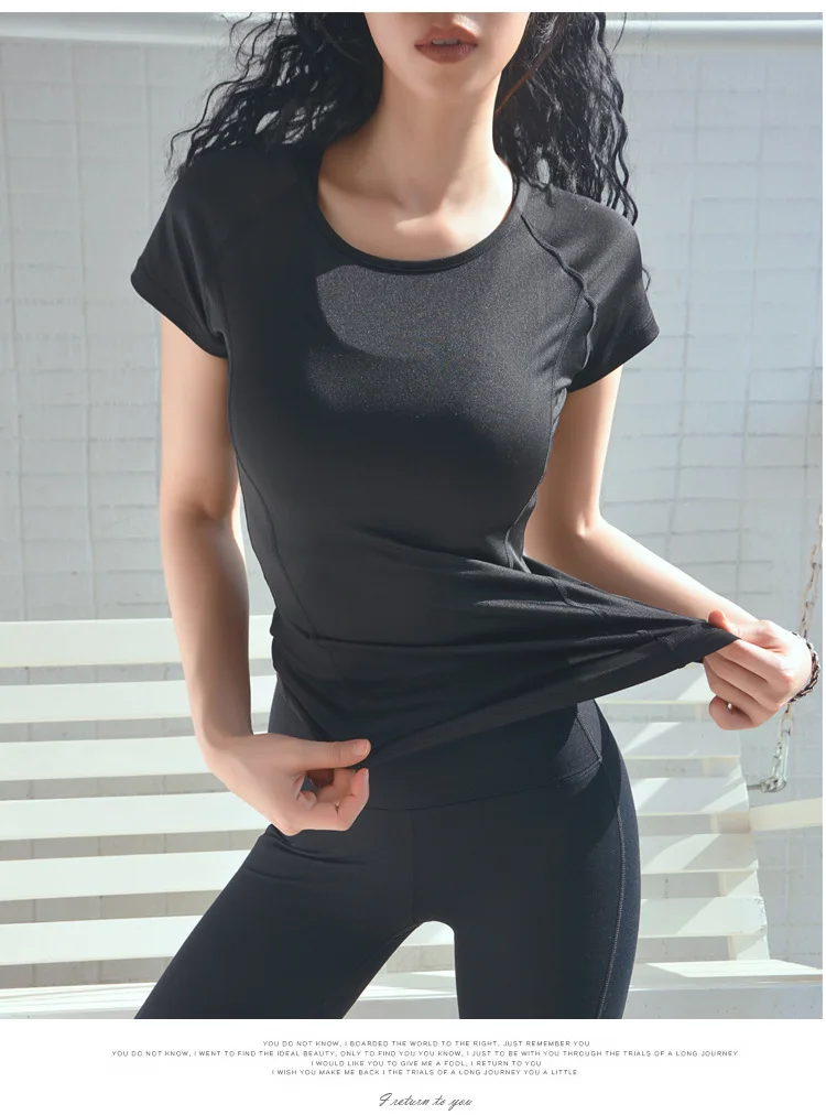 Quick Dry Open Back Breathable Sports T-Shirt Gym top Short Sleeve Yoga top Fitness Sport Women Shirts