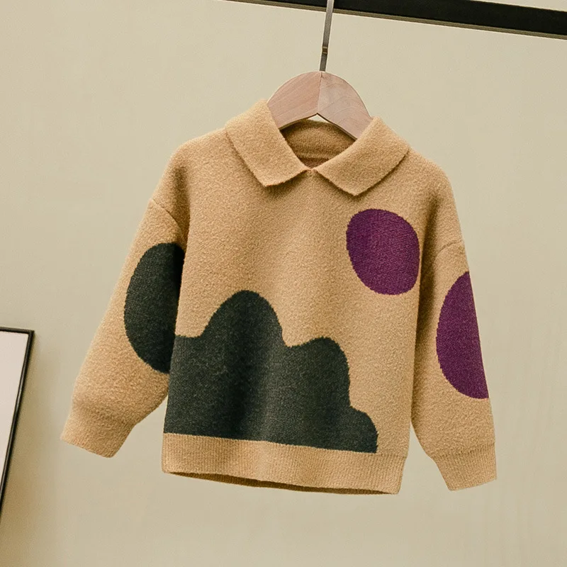 

Childrenswear Autumn BOY'S Boy 2019 New Style Children Autumn And Winter Korean-style Sweater Convention Baby Lapel Knitwear Fas