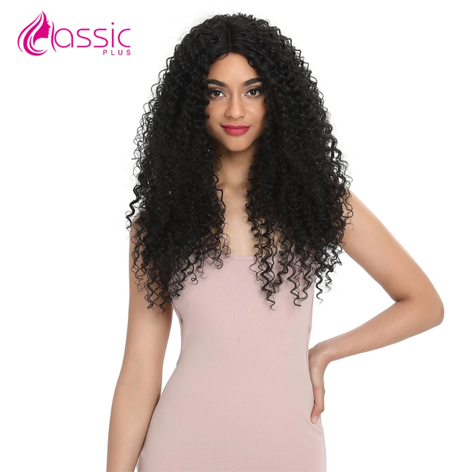 

Classic Hair 26"Inch Synthetic Lace Front Black Wig African American Long Kinky Curly Heat Resistant Fiber Wigs For Black Women