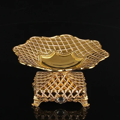 Snack Dish-Gold whit Европейский алюминиевый сплав коробка для салфеток фруктовый поднос пепельница зубочистка микрофонная полка для закусок тарелка набор KTV украшение стола - Цвет: Snack Dish-Gold whit