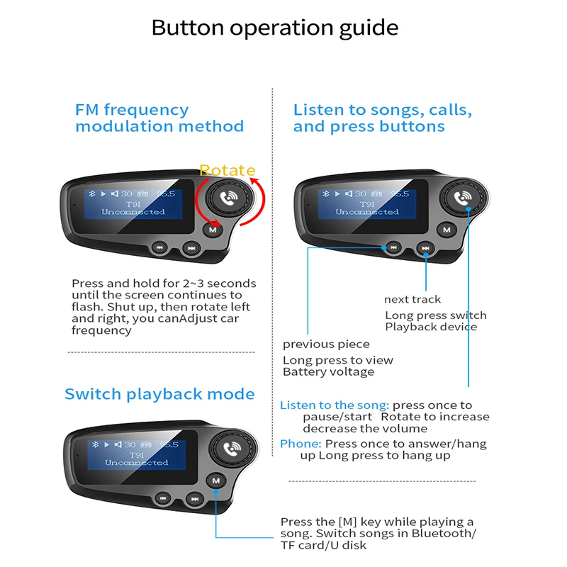 Fm-передатчик, Bluetooth 5,0, двойной usb зарядный автомобильный комплект, громкая связь, беспроводной Bluetooth, fm-передатчик QC3.0, FM модулятор с AUX