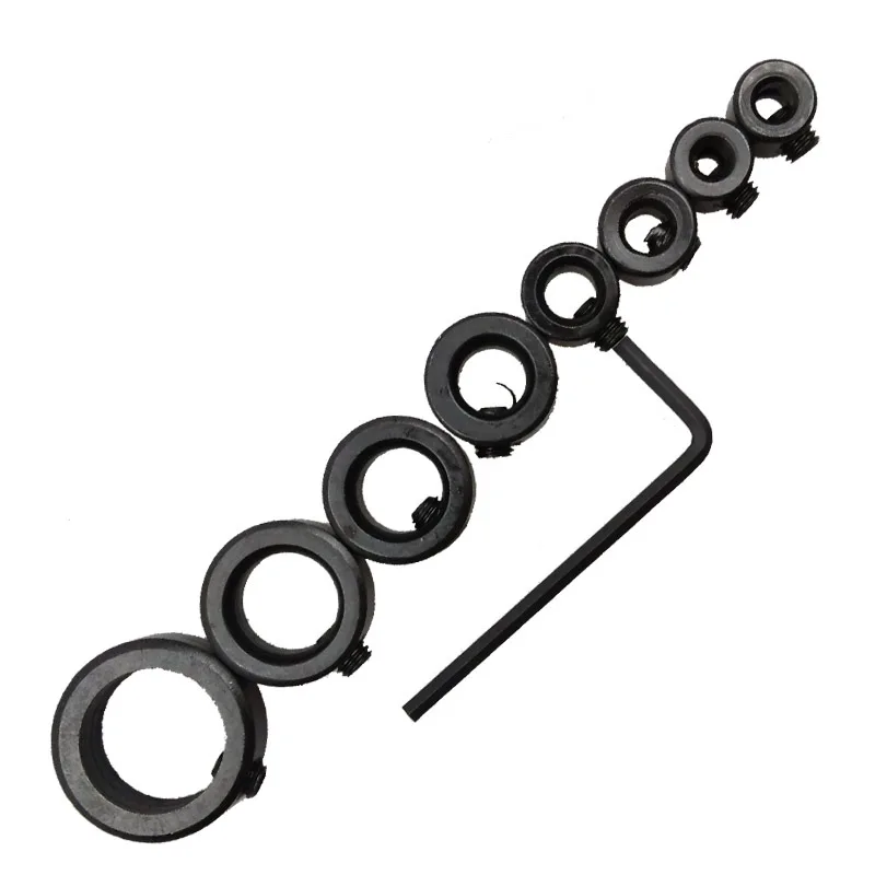 

8Pcs/Set High Carbon Steel Woodworking Dril Bits limiter Depth Stop Collars Ring Locator 3-12mm With Wrench For Drill Bit