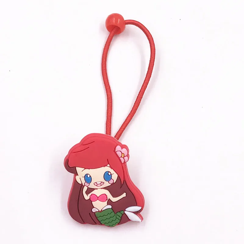 

1PCS Cute Cartoon Ariel Princess Icon Hair Bands Mermaid Good Quality Rubber Rope PVC Elastic Head Accessories Girls Gifts
