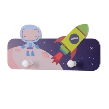 

Key Wall Mounted Multifunctional Self Adhesive Clothes Hook Holder Kids Room Hats Cartoon Cute Astronaut Wooden Home Decor
