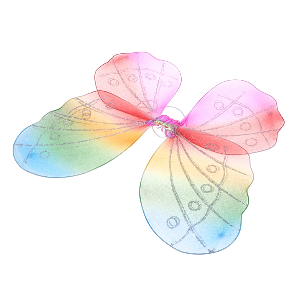 Cute Glitter Colorful Butterfly Fairy Wing Kids Birthday Party Fancy Dress Photo Prop