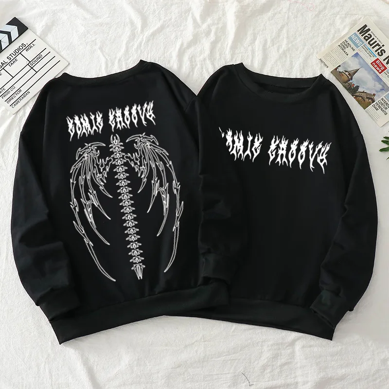 comfy hoodie Gothic Oversized Hoodie Long Sleeve Harajuku Skeleton Sweatshirt Women Y2K Aesthetic Hip Hop Streetwear Vintage Zip Up Clothes fresh hoods