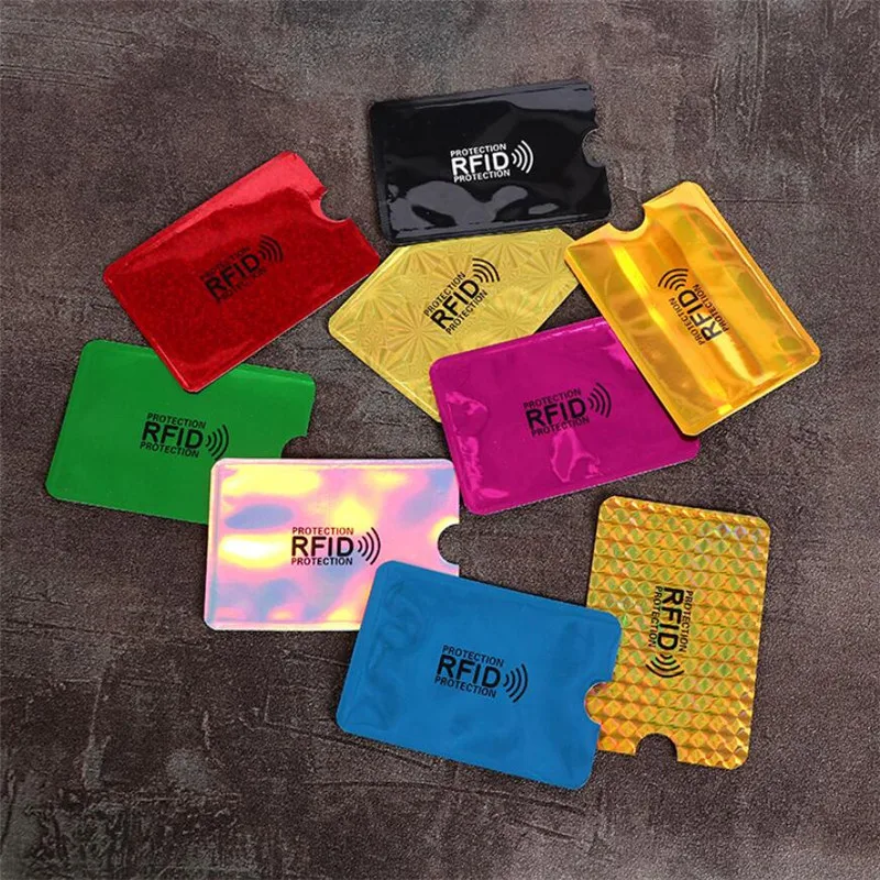 Anti Rfid láser de aluminio para tarjetas bancarias, 5 uds., lector de bloqueo de billetera, tarjetero para tarjetas bancarias, protección para tarjetas de identificación, soporte NFC de Metal