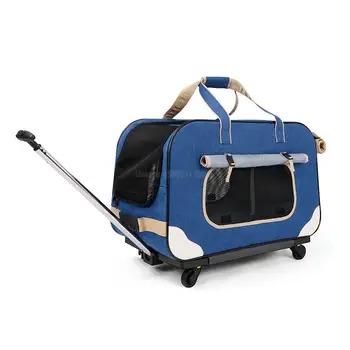 

Pet trolley folding four-wheeled dog trolley box cat suitcase bag breathable closed Lever Panoramic Skylight Super Breathable
