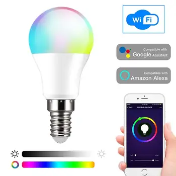 

E14 10W Smart LED Light Bulb Multicolor WiFi RGB App Voice Control Alexa Google Color Changing Energy Saving Light Bulbs