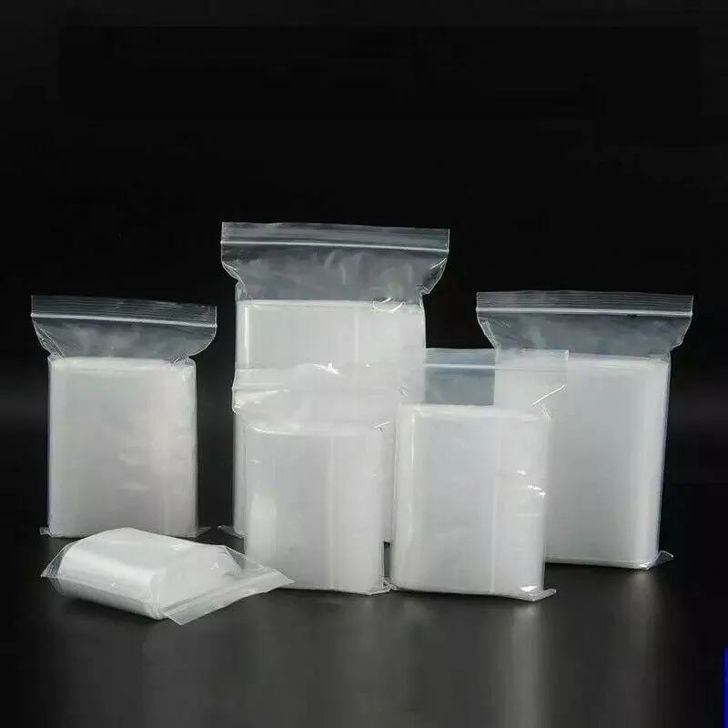 100Pcs Small Clear Vacuum Bags Plastic Baggies Baggy Grip Self Seal Resealable Zip Lock For Kitchen Food Mini Tool Parts Storage 3