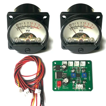 

2pcs 500UA Warm Back Light Recording Level Meter 10-12V VU Panel Meter + Driver Module Board with Cable