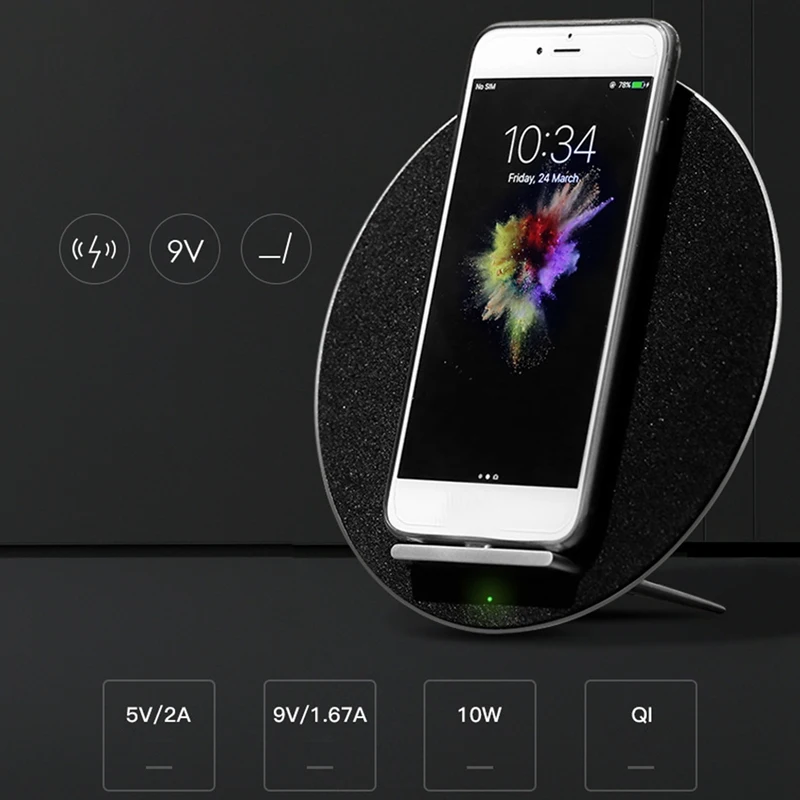 Беспроводное зарядное устройство Qi металлическая колонка с Bluetooth стереозвук