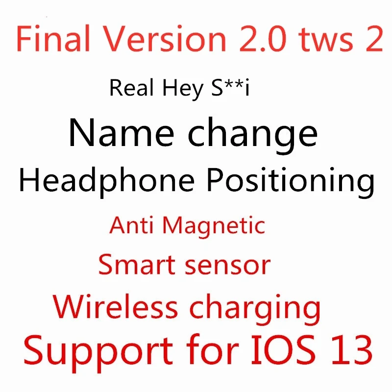 

Final Version 2.0 tws Bluetooth Earphones with Real Siri Positioning Name Change Smart Sensor Wireless charging Noise Reduction