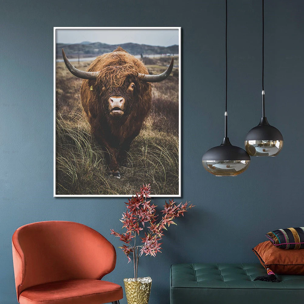 Animal-Print-Nordic-Poster-Canvas-Painting-Brown-Highland-Cow-Wall-Art-Living-Room-Decoration-Pictures-Home (4)
