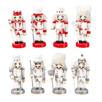 

10CM 4pcs Wooden Nutcracker Doll Puppet Soldier Shape Decor Pendant New Year Christmas Tree Pendant Ornaments Christmas Gift