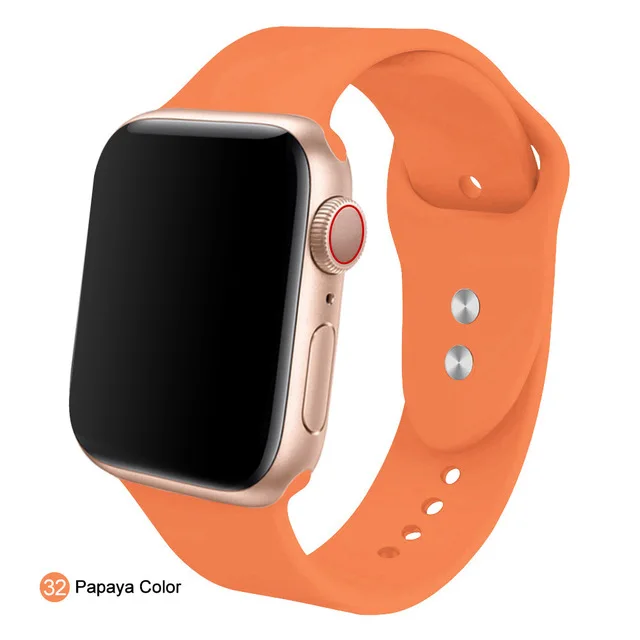 Мягкий силиконовый спортивный ремешок для 38 мм Apple Watch Series 3 4 5 42 мм сменный ремешок на запястье для iWatch Sports Edition 40 мм - Цвет ремешка: papaya color