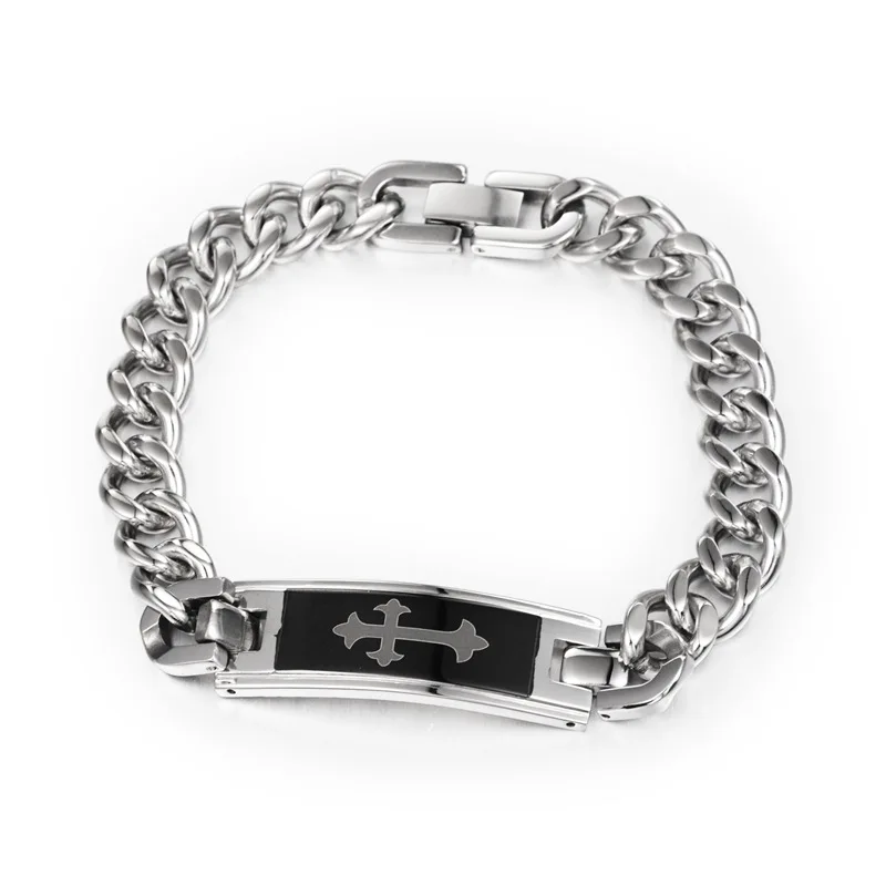 Cross Party Card Bracelet Stainless Steel Shiny Charm Link Chain Bracelets Punk Long Skull For Men | Украшения и аксессуары