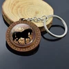 Horse Wooden Keychain Car Key Chain Glass Cabochon Jewelry Vintage Animal Pendant Cartoon Horse Keyring Women Men Gifts ► Photo 3/6