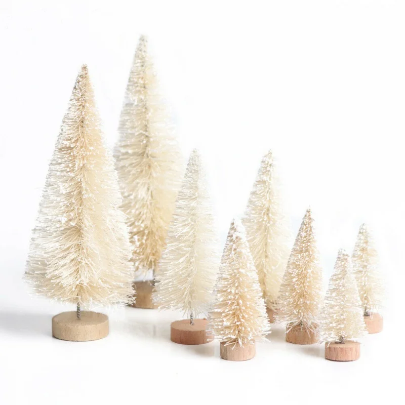 Mini Christmas Tree 8-Piece Mini Christmas Tree Sisal Silk Cedar-Decoration Small Christmas Tree-Gold Silver Blue Green White Festive
