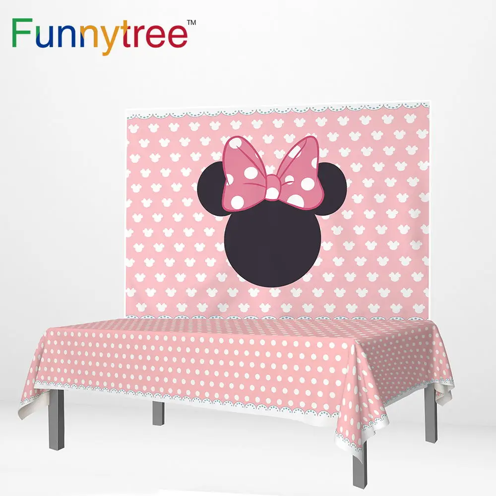 Funnytree баннер фото baby shower девочка фон принцесса розовый день рождения бант мышь в