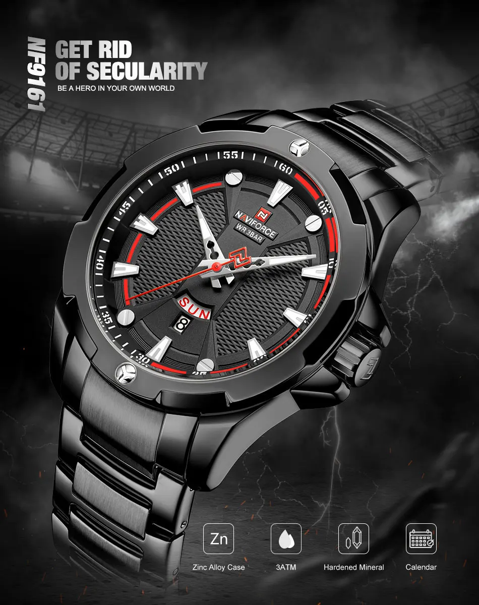 NAVIFORCE Men's Military Sport Wristwatches Luminous Waterproof Male Clock Date Display Stainless Steel Watch Relogio Masculino