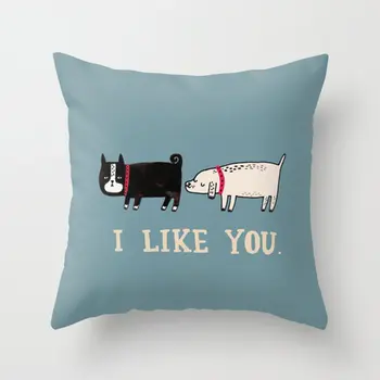 

Cute Pillow Case Cushion Cover Pillow Cover Cushion Case Pillowcase Sofa Home Office Decorative 18" x 18"Pig loves dogs