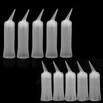 

5pcs 120ml Spiry Mouth Hairdressing Scale Bottle Measuring Perm Tinting Scale Shampoo Bottles Salon Applicator Plastic