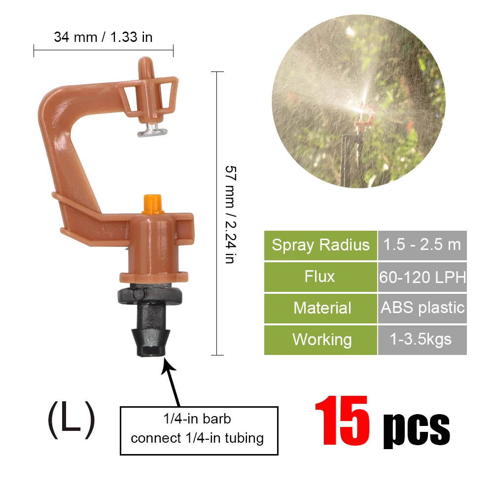 best Watering & Irrigation Kits MUCIAKIE 20 Types of Rotating Spinklers Drip Irrigation Mini Rotation Nozzle Spray w/ 1/4'' Barb Connector Mini Rotary Sprayer drip irrigation kit price Watering & Irrigation Kits