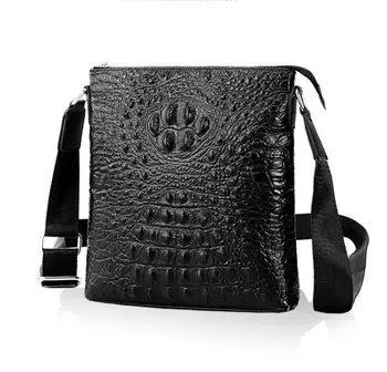 

100% Genuine Leather Men's Bag 2020 New Top Layer Leather Shoulder Bag Crocodile Vertical Crossbody Shoulder Bag