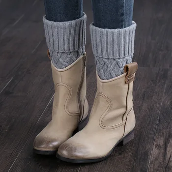 

Leg Warmers Women Short Diamond Checked Acrylic Knitted Boot Cuffs Socks Cover Shoe Accessory