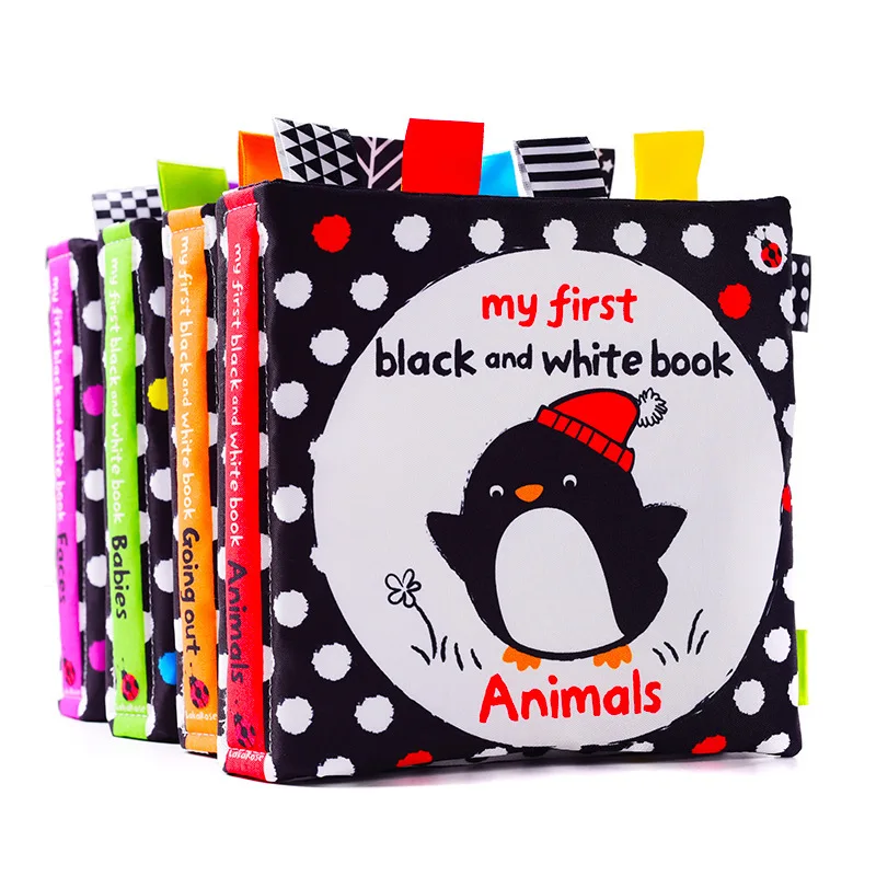 Preto e Branco Brinquedo do Bebê Crianças Bebê Infantil Pano Livro Animais 0-12 Meses Aprendizagem Precoce Brinquedos Educativos Presente 4 Computers & Electronics