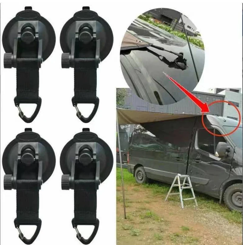 1/2/4Pcs Car Tent Suction Cups Buckle Side Round/Triangular Awning Anchors Outdoor Camping Tent Suckers Anchor Securing Hook