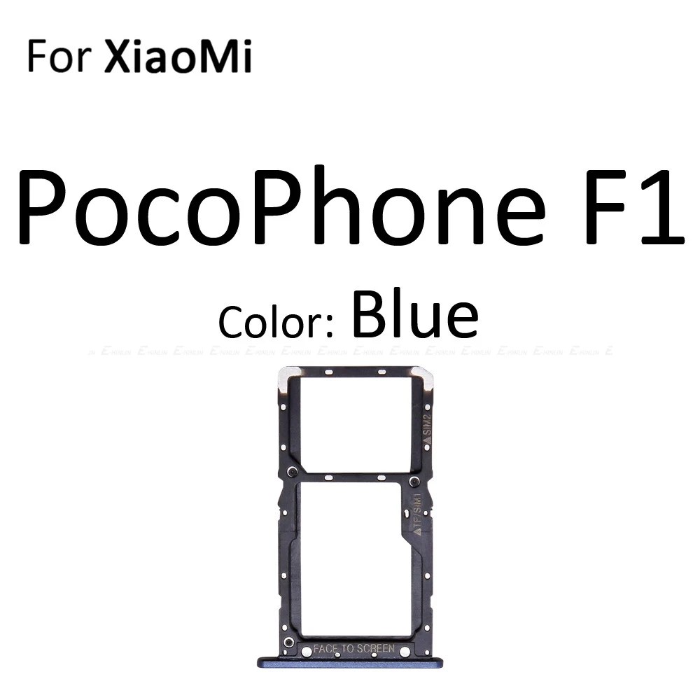 Micro SD/Sim карты лоток гнездо адаптер для XiaoMi Redmi 7 Note 7 Pro PocoPhone Poco F1 Разъем Держатель Слот ридер контейнер - Цвет: For Poco F1 Blue