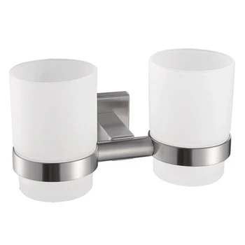 

Stainless Steel Cup Tumbler Holders Double Glass Cup Holders Wall-Mount Toothbrush Tooth Cup Holders Bathroom Hardware