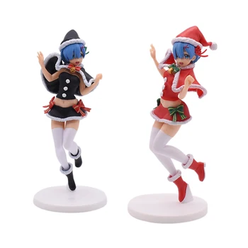 

22CM Re:Life In A Different World From Zero Rem Red Black Christmas Clothes Action Figure PVC Toys Gifts for Children