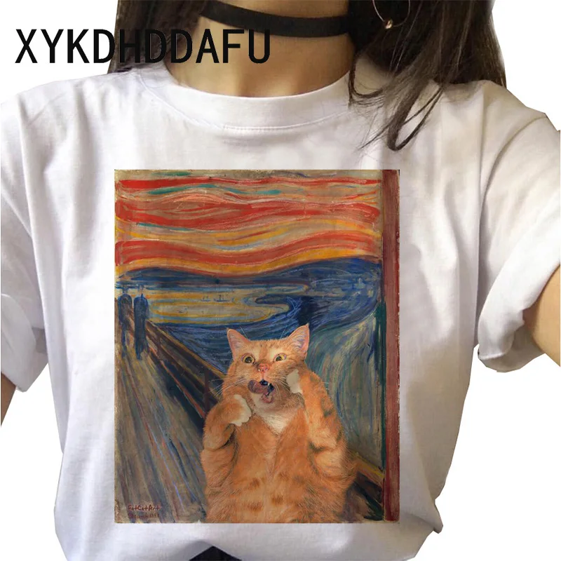 

Cat Women Van Gogh T Shirt Kawaii Funny Cartoon Aesthetic Tshirt Ulzzang Tumblr Clothes Grunge Female Top Tees Femme Harajuku
