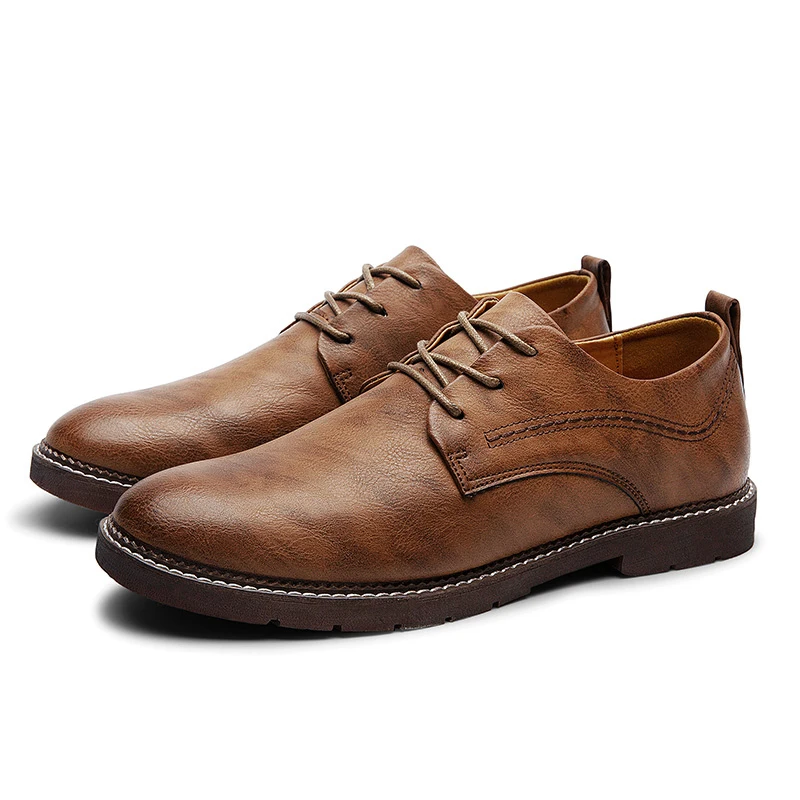 KATESEN/Мужская обувь; Повседневная обувь из натуральной кожи; высококачественные уличные кроссовки на резиновой подошве для работы; Мужская защитная обувь; zapatillas hombre - Цвет: Коричневый