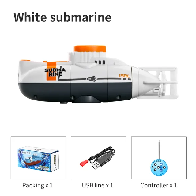Mini RC Submarine 0.1m/s Speed Remote Control Boat Waterproof Diving Toy Simulation Model Gift for Kids Boys Girls New Year Gift