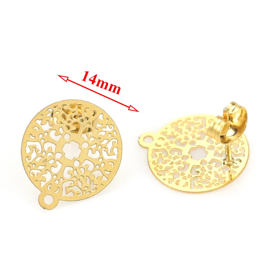 Style 1-gold Ретро Открытый Цветочный узор из нержавеющей стали богемные результаты серьги-гвоздики основные иглы пост Компоненты серьги DIY ювелирных изделий - Цвет: Style 1-gold