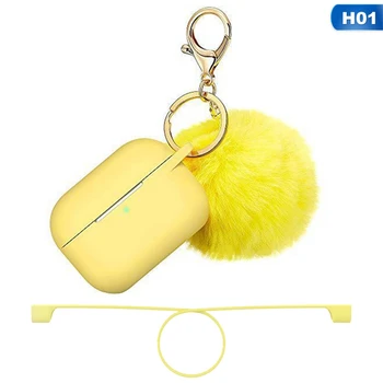 

New High Quality Candy Metal Girl Keychain Cute Hair Ball Silicone Cover For Apple Airpods Pro 3 Wireless Charging Box