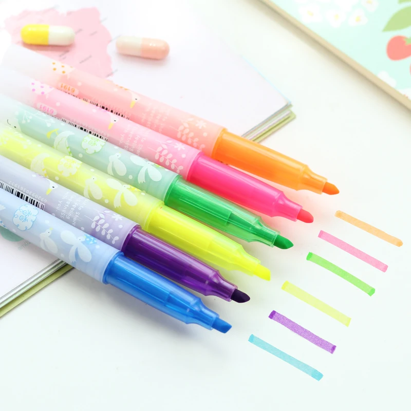 

6pcs Lovely Colorful Fruit Fragrance Highlighter Pen Marker Pens Set Reading Stationery Office School Gift Tools Supplies H6344